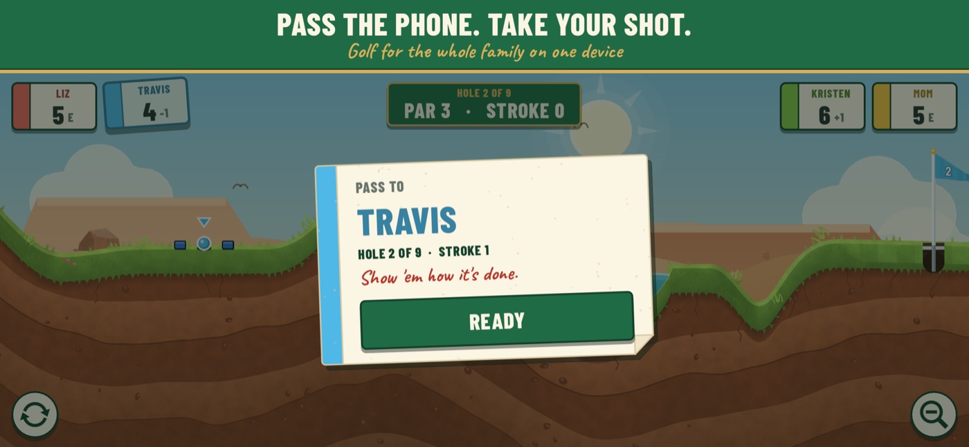 The pass screen asking the next player to take the phone