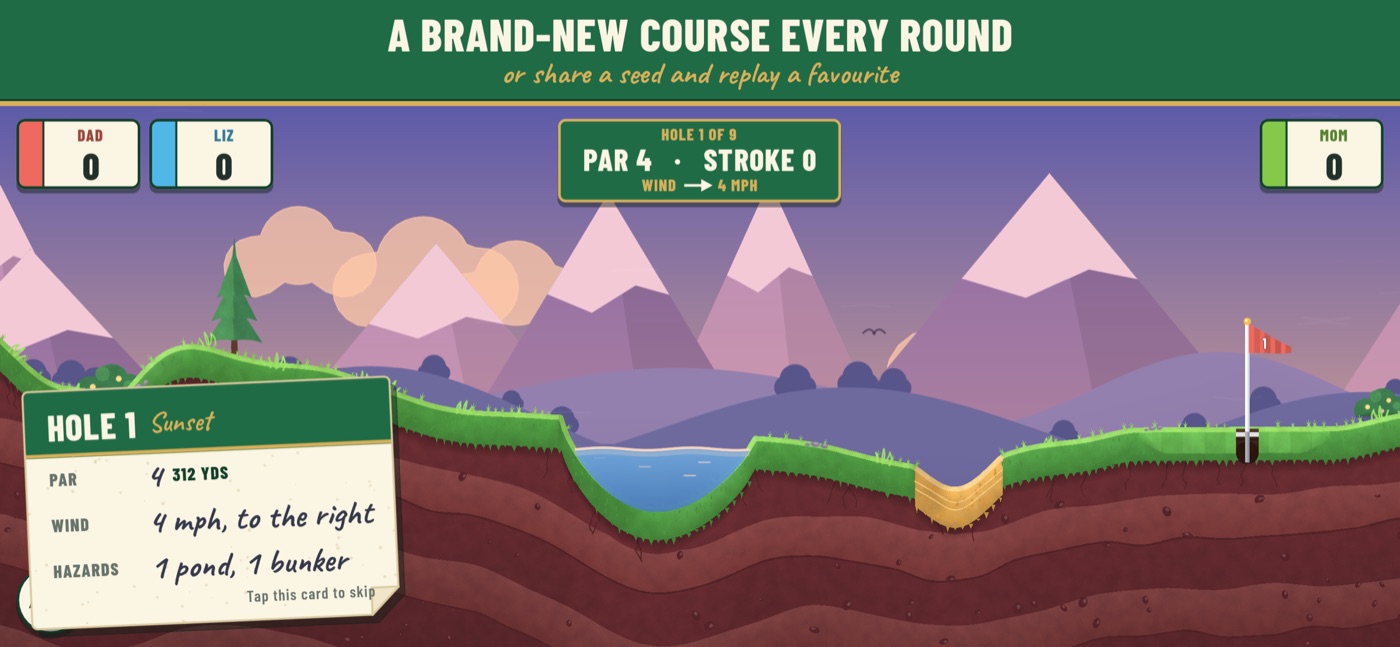 A flyover of a new hole before the first shot